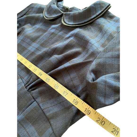 Hell Bunny Vixen Doralee Pencil Dress Peter Pan Collar Navy Black Plaid Retro XL - Picture 10 of 16